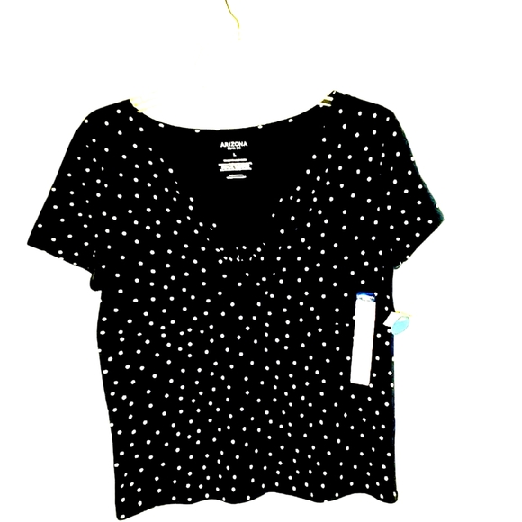 Arizona, short sleeve Navy blue, dots top. L. - Picture 1 of 3